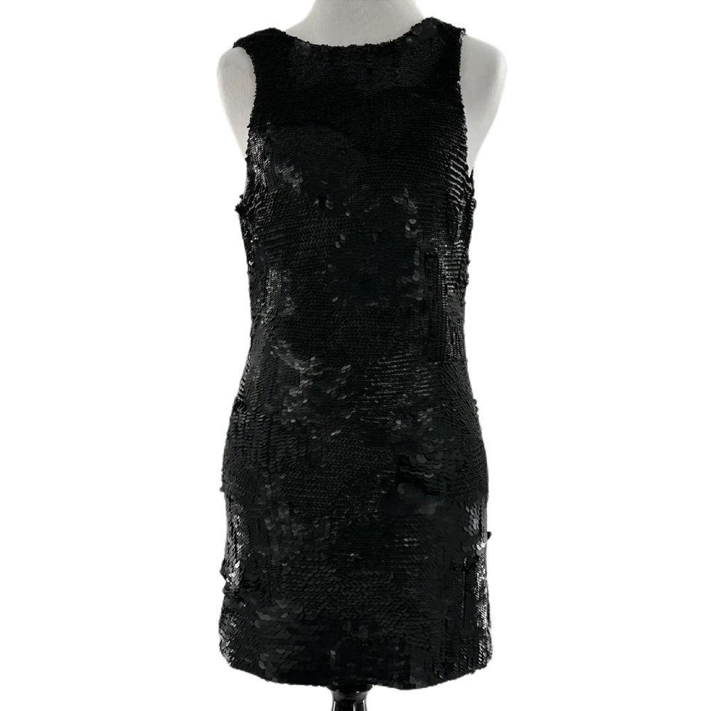 All saints Brochette dress 6 38 black sequins LBD v-neck cocktail party formal - Picture 12 of 12